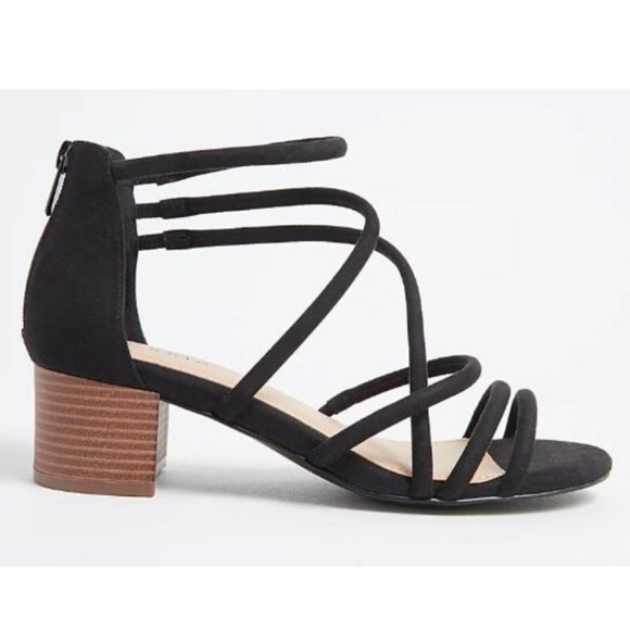 torrid Shoes - Torrid Size 10 Black Faux Strappy Block Heel